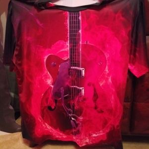 Mens 2X New Flaming Electric guitar Shirt